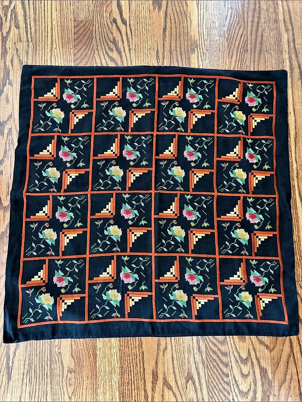 Needlepoint Euro Sham Black